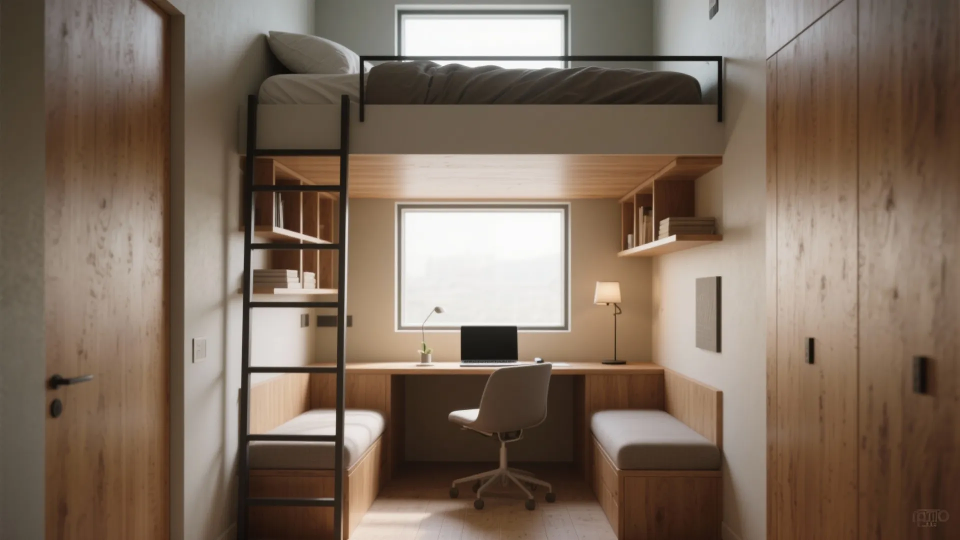 2. Use a lofted bed to double functional space