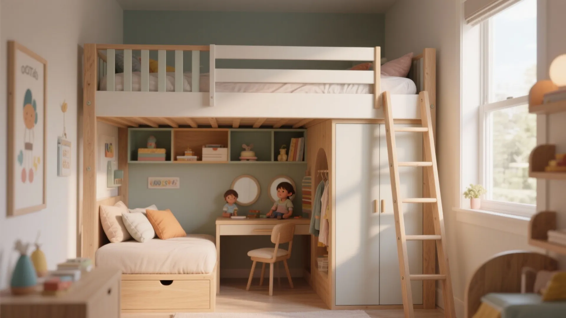 2. Loft Beds with Multi-Use Areas