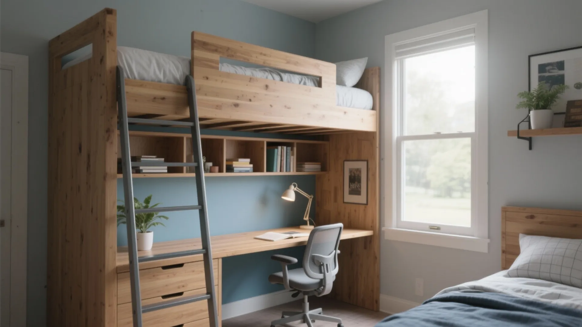 Loft Bunk with Under-Desk Workspace