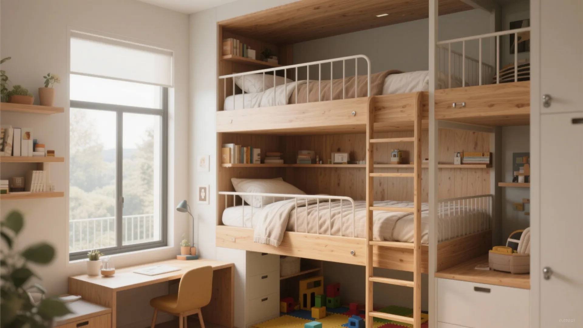 2. Go vertical — bunks, lofts and staggered beds