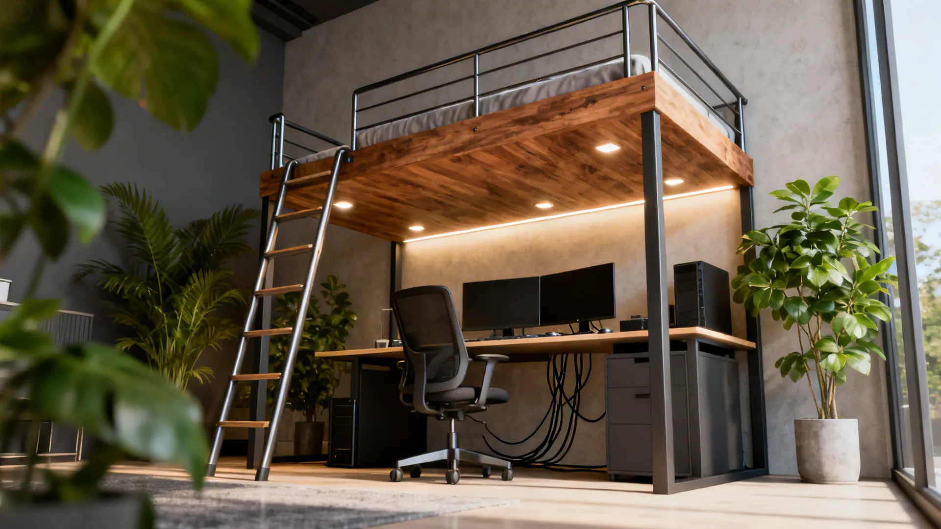 3. Loft Platform with Desk Below