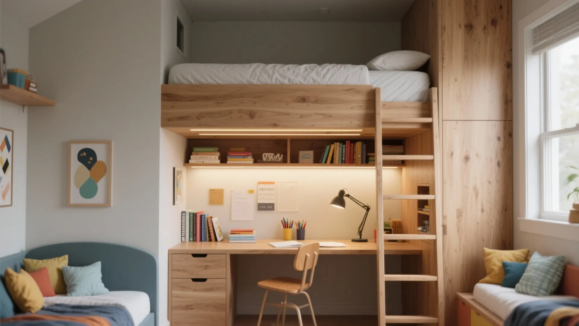 1. Loft Bunk with Workspace Underneath