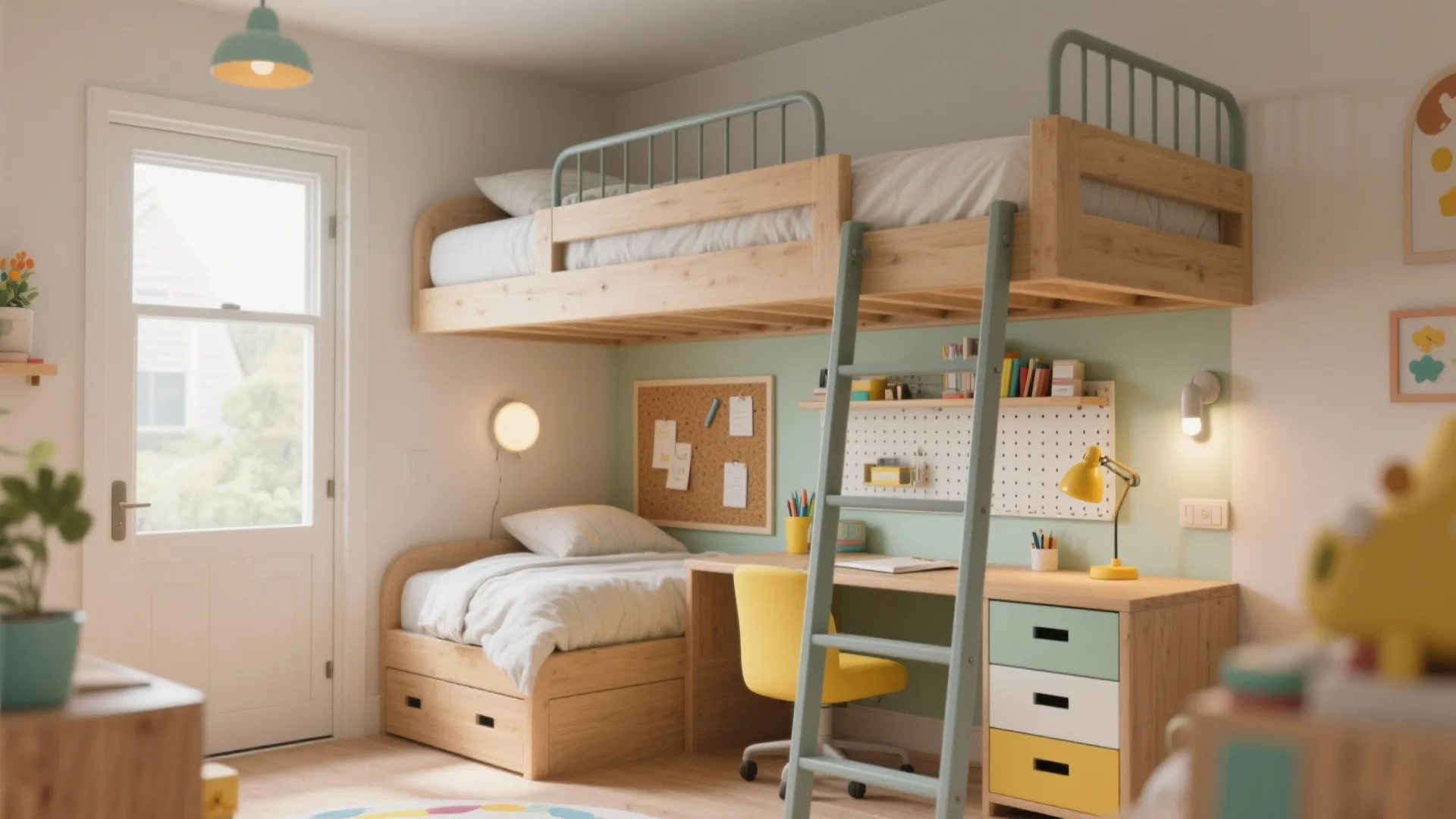 Loft bed + study combo for tiny rooms