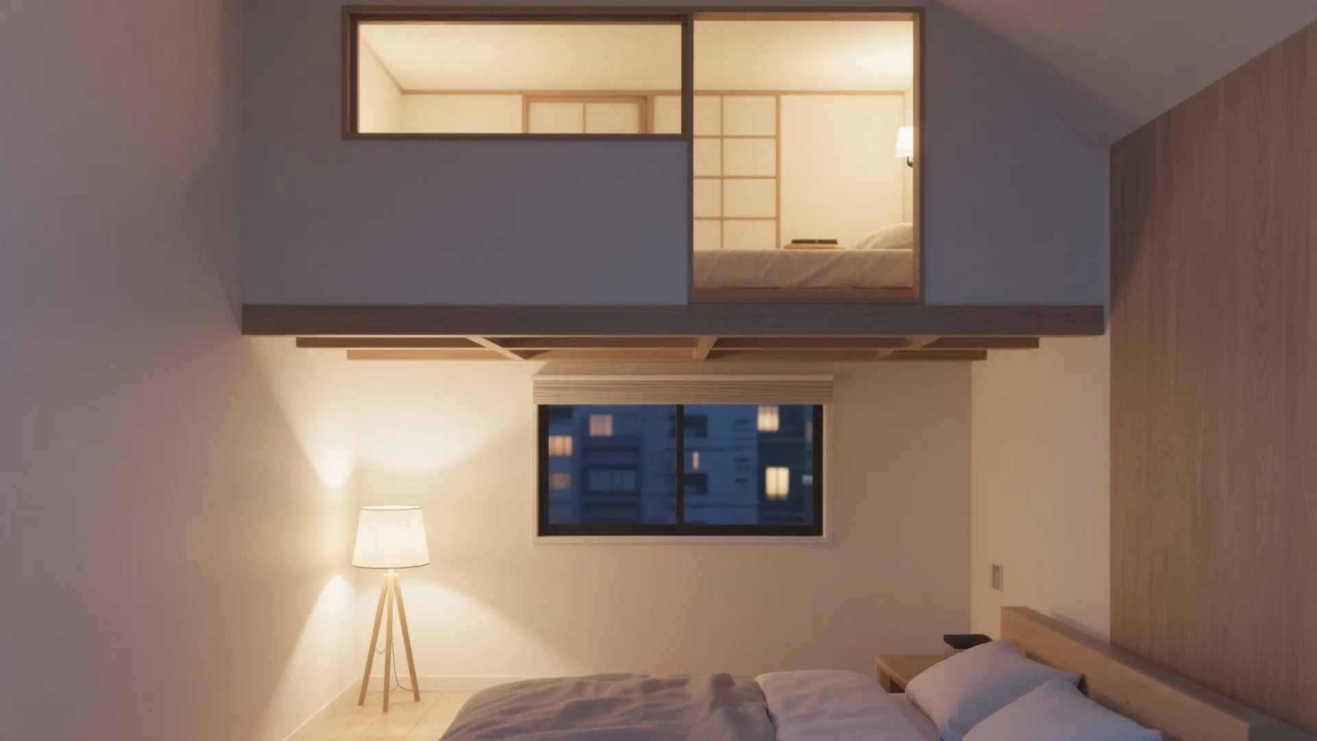 Tips 4: 日式風格の色と光—ロフト上は柔らかい拡散光で