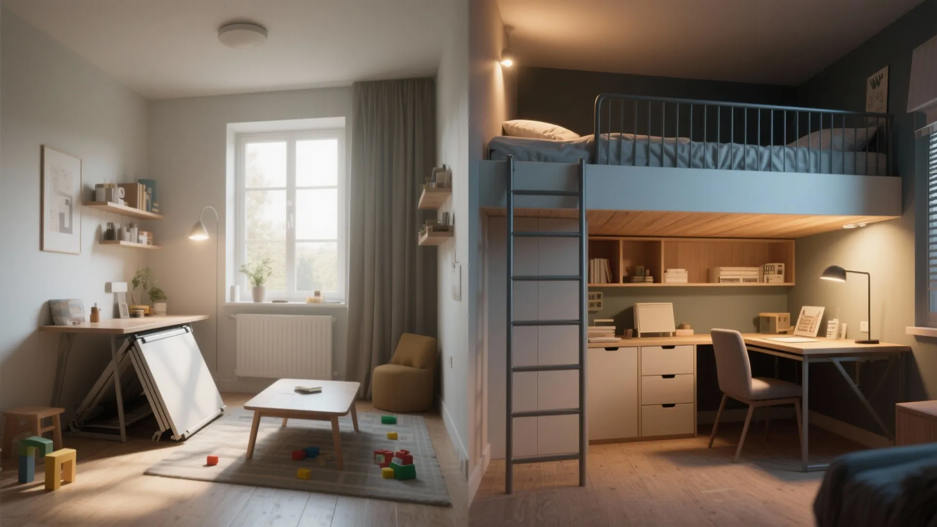 4. Fold-away workstations and lofted sleep/play