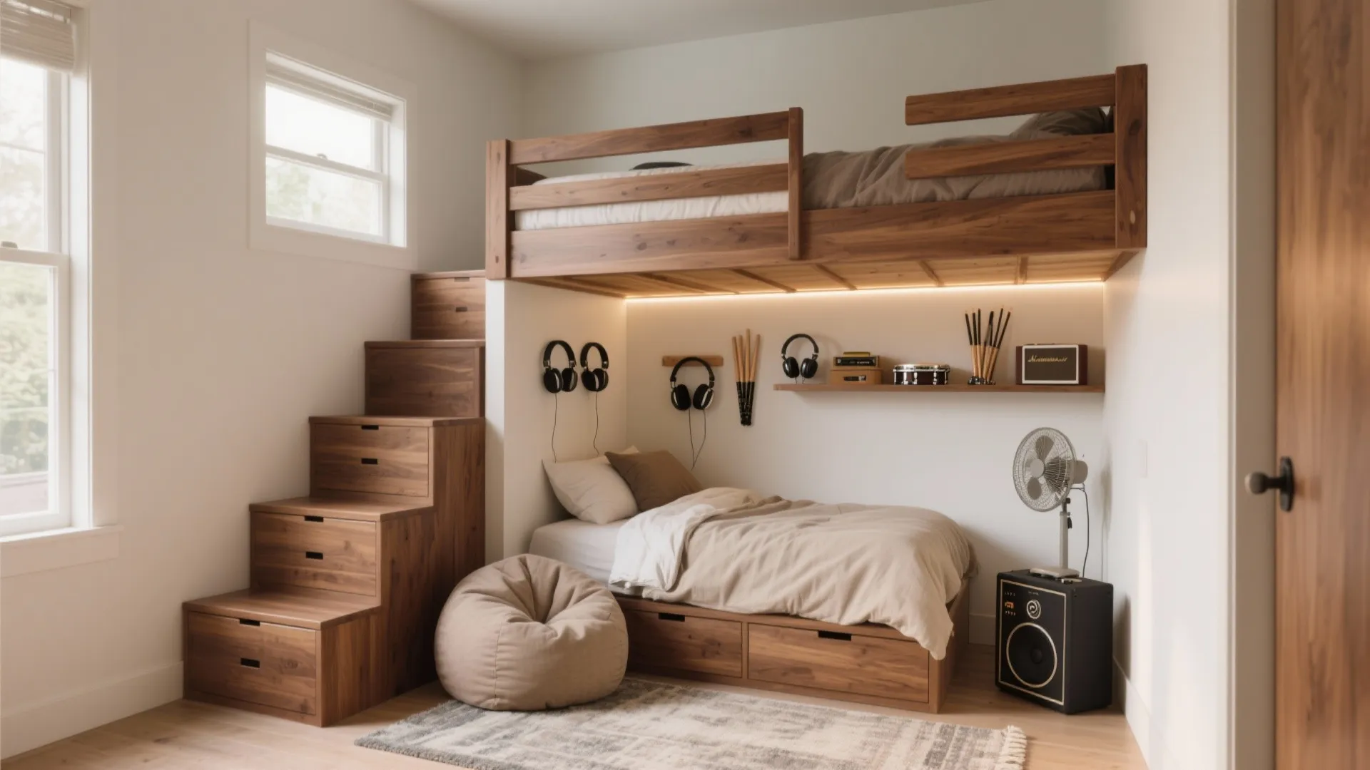 Loft or Platform Bed with a Hidden Lounge