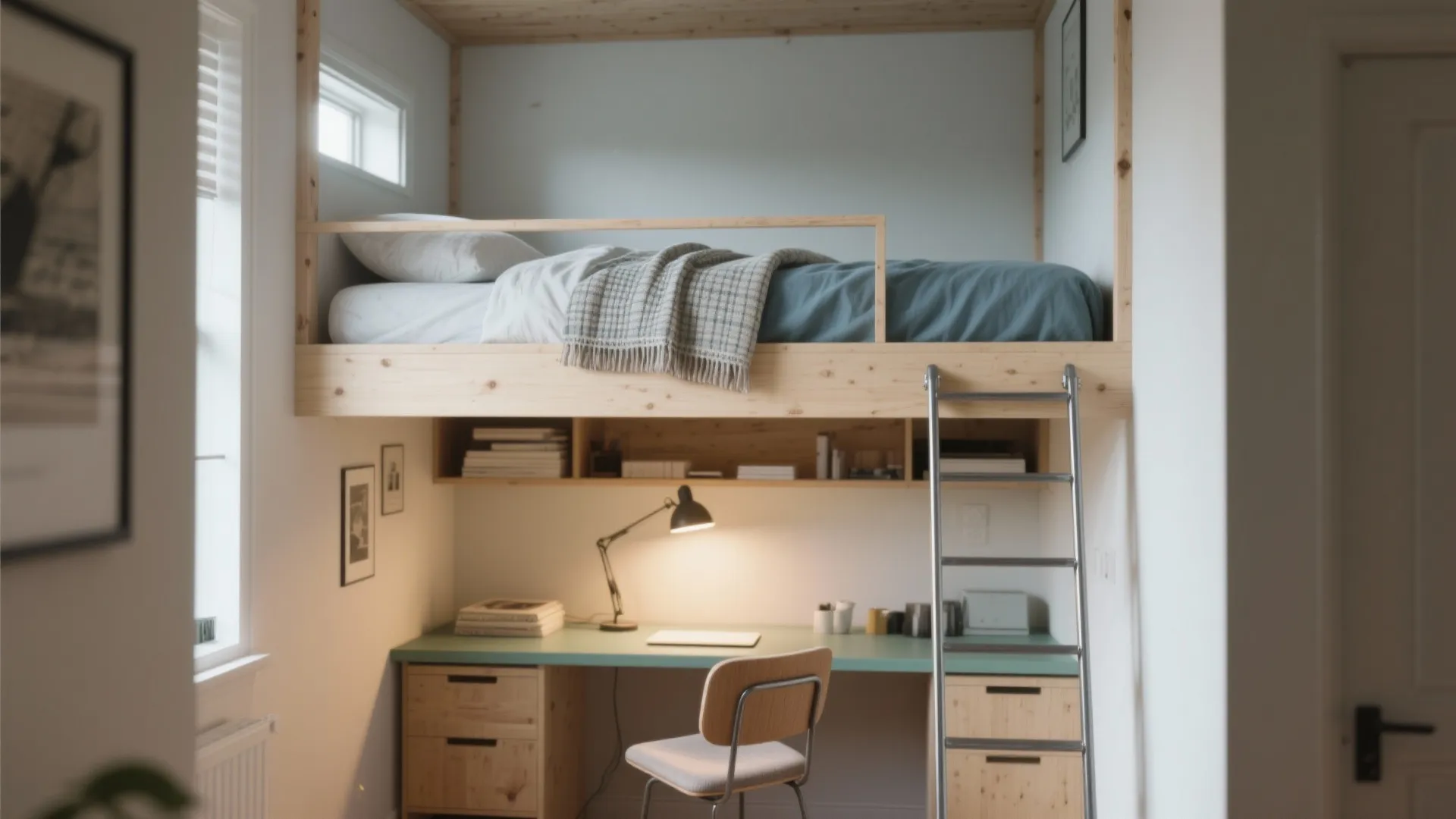 3. Lofted Micro-Bed Over Work Nook