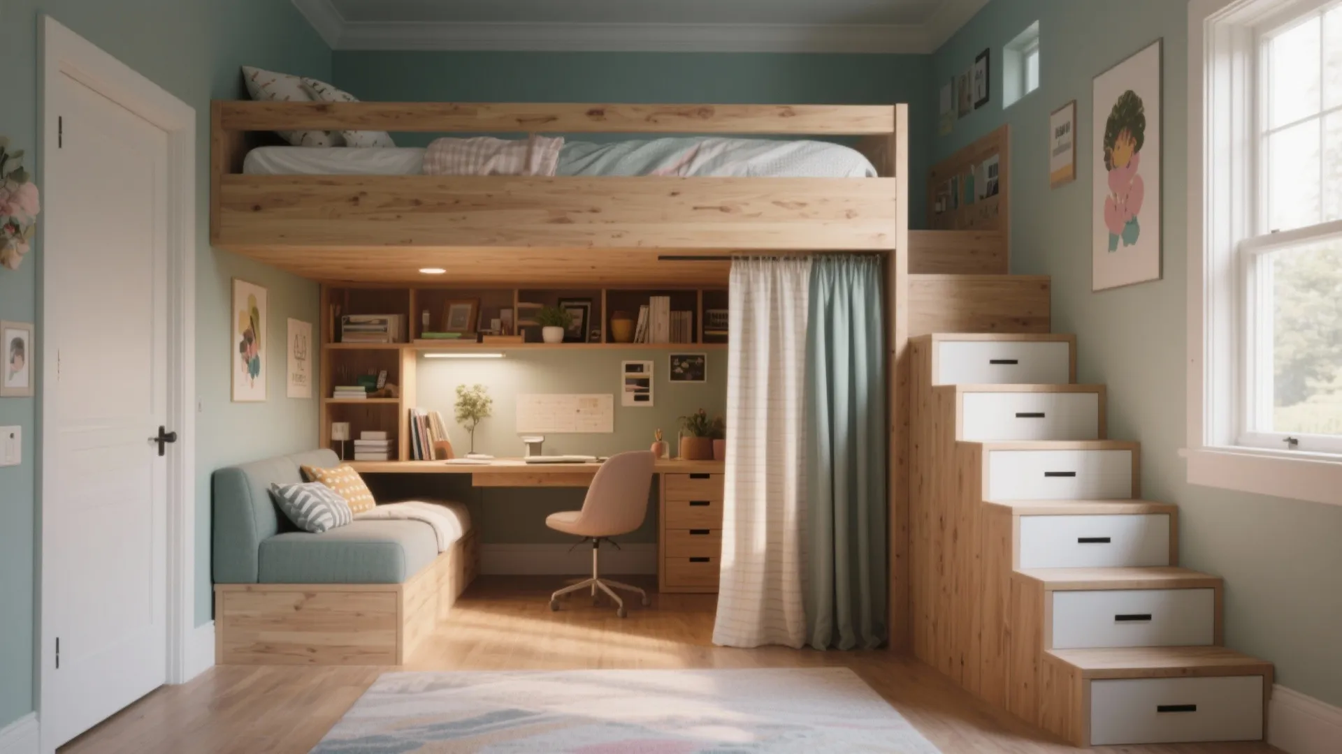 1. Loft or Raised Bed with Multipurpose Zone