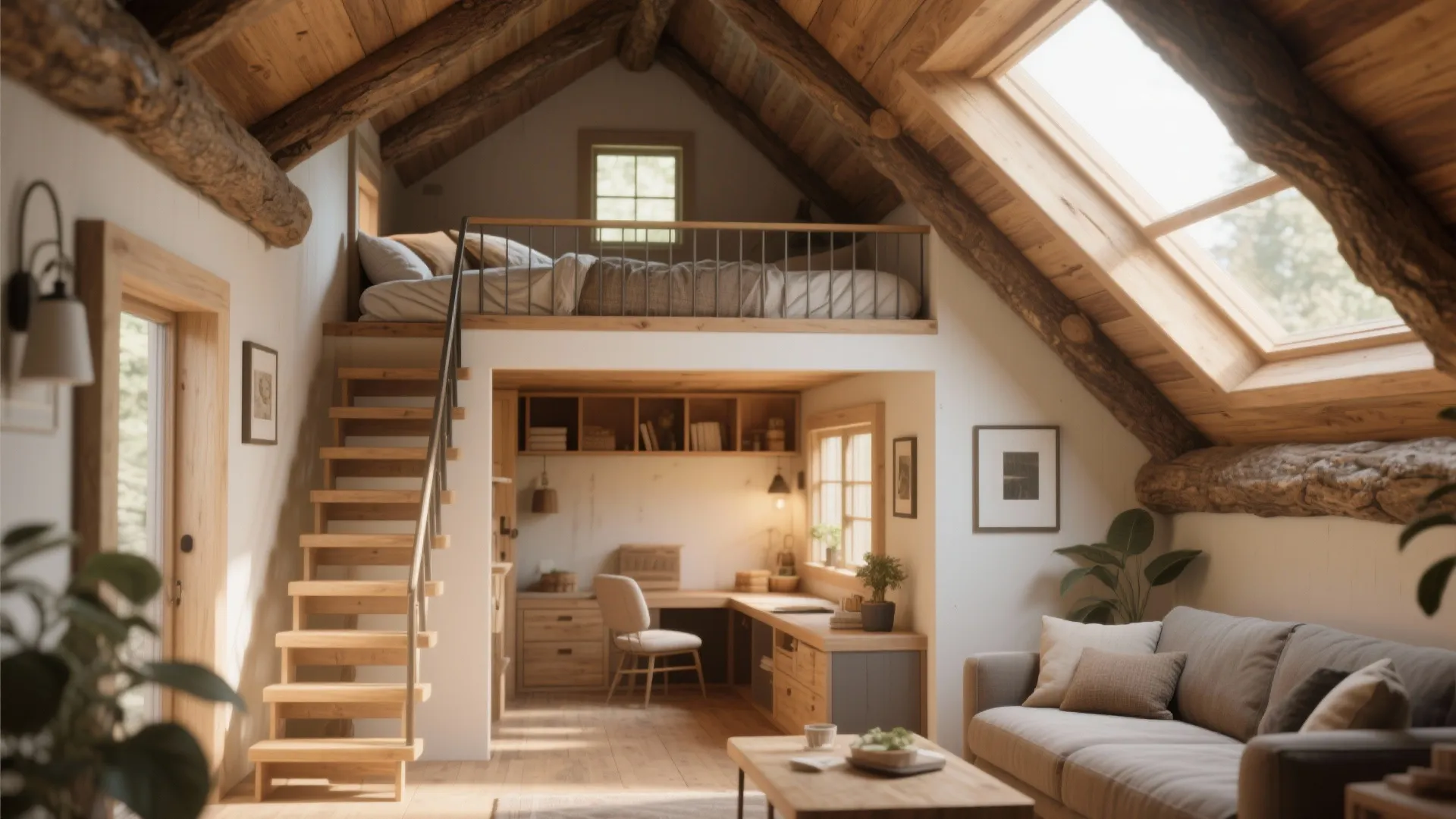 2. Lofted sleeping or storage to free up floor area