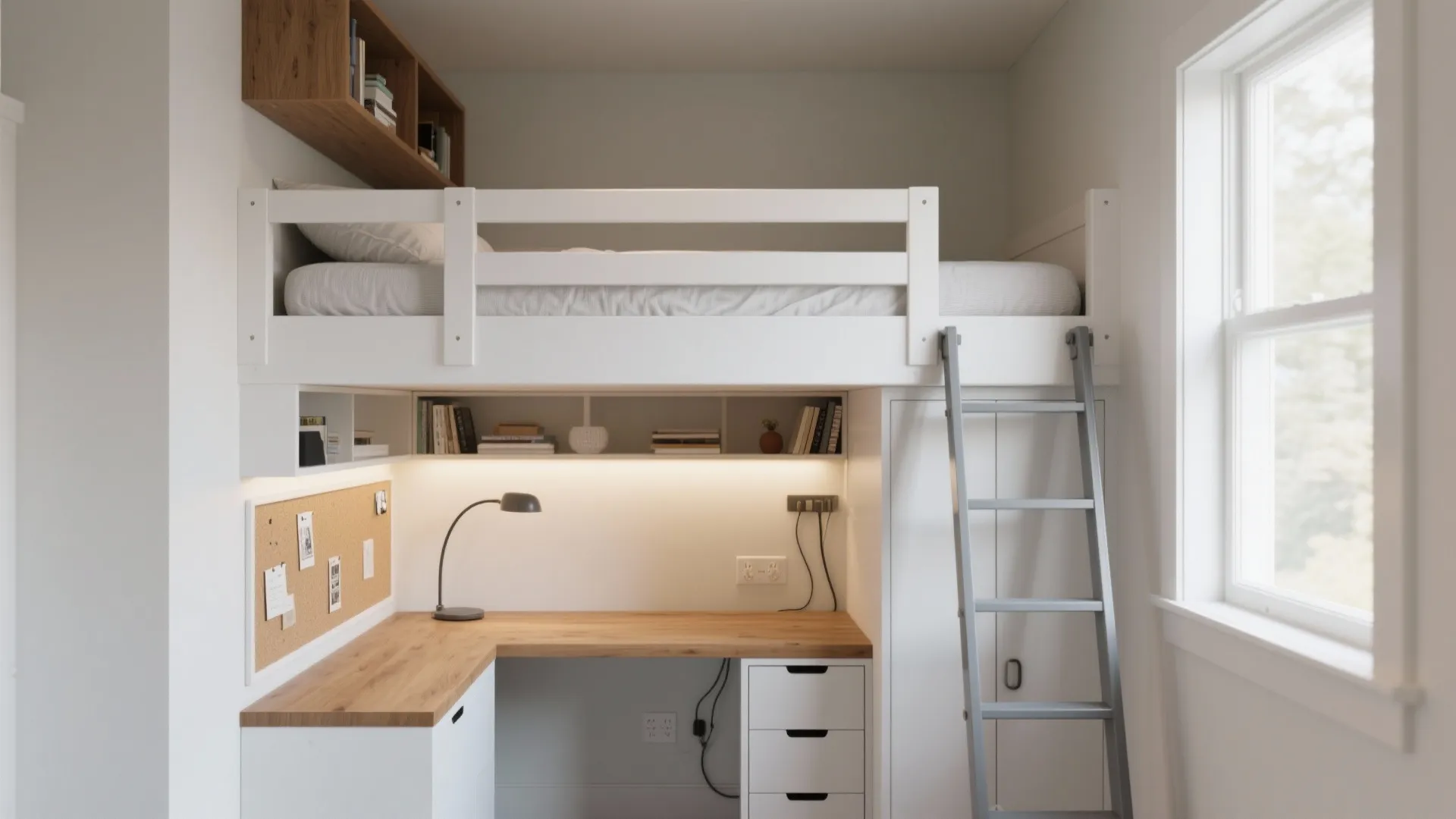 Loft Bunk + Work Nook Combo