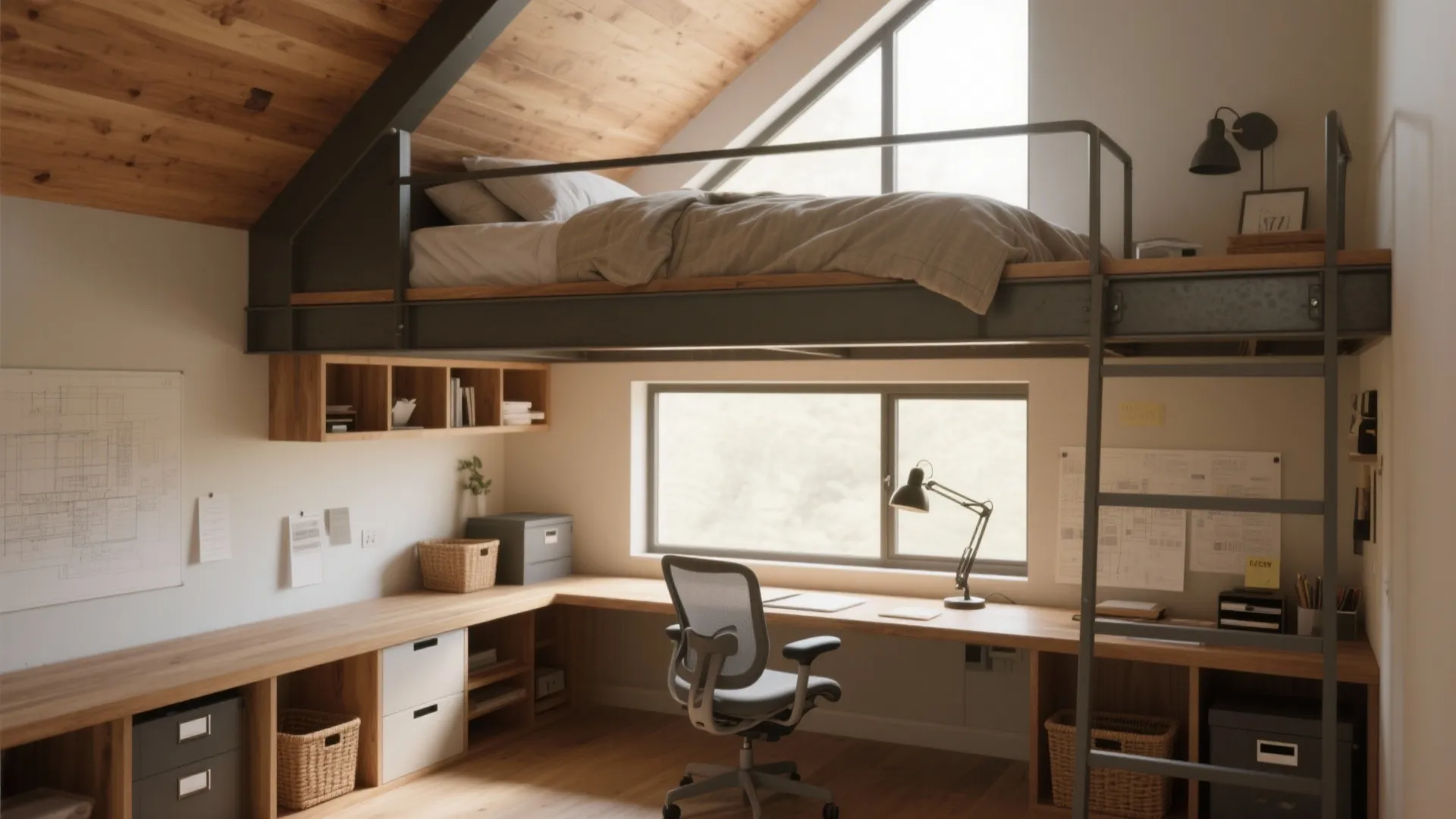 1. Loft the Bed, Build the Office Underneath