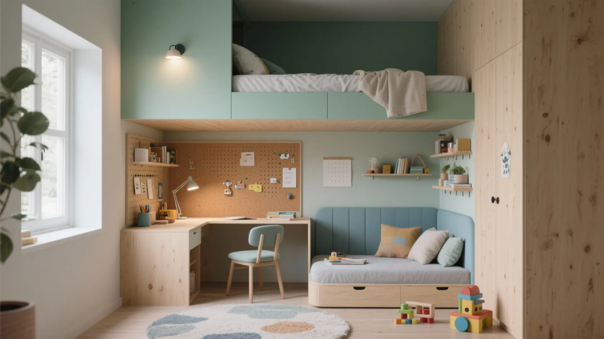 2) Loft Bed Over Desk or Play Nook
