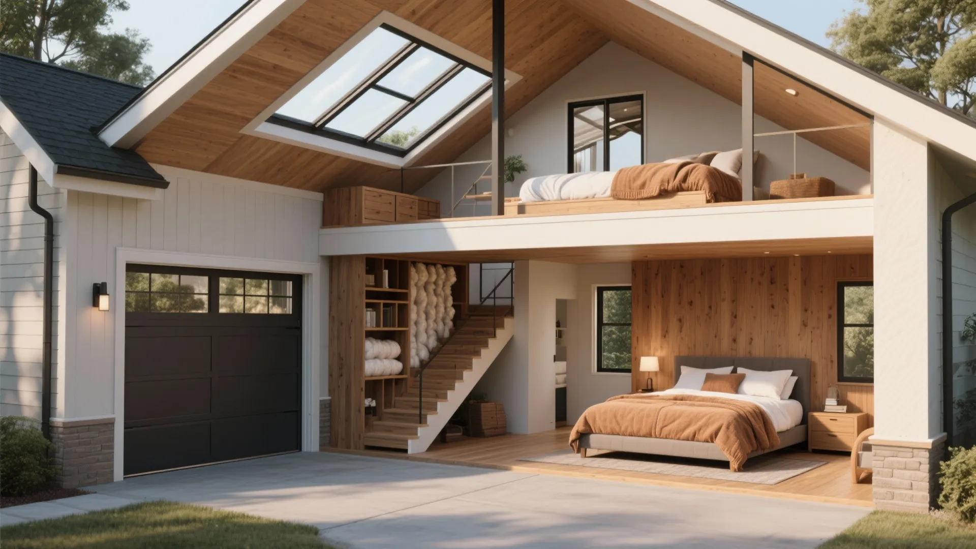 2. Lofted bedroom above garage