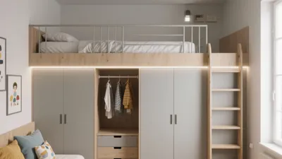 Smart Loft Bed Kids Room with Built-In Storage