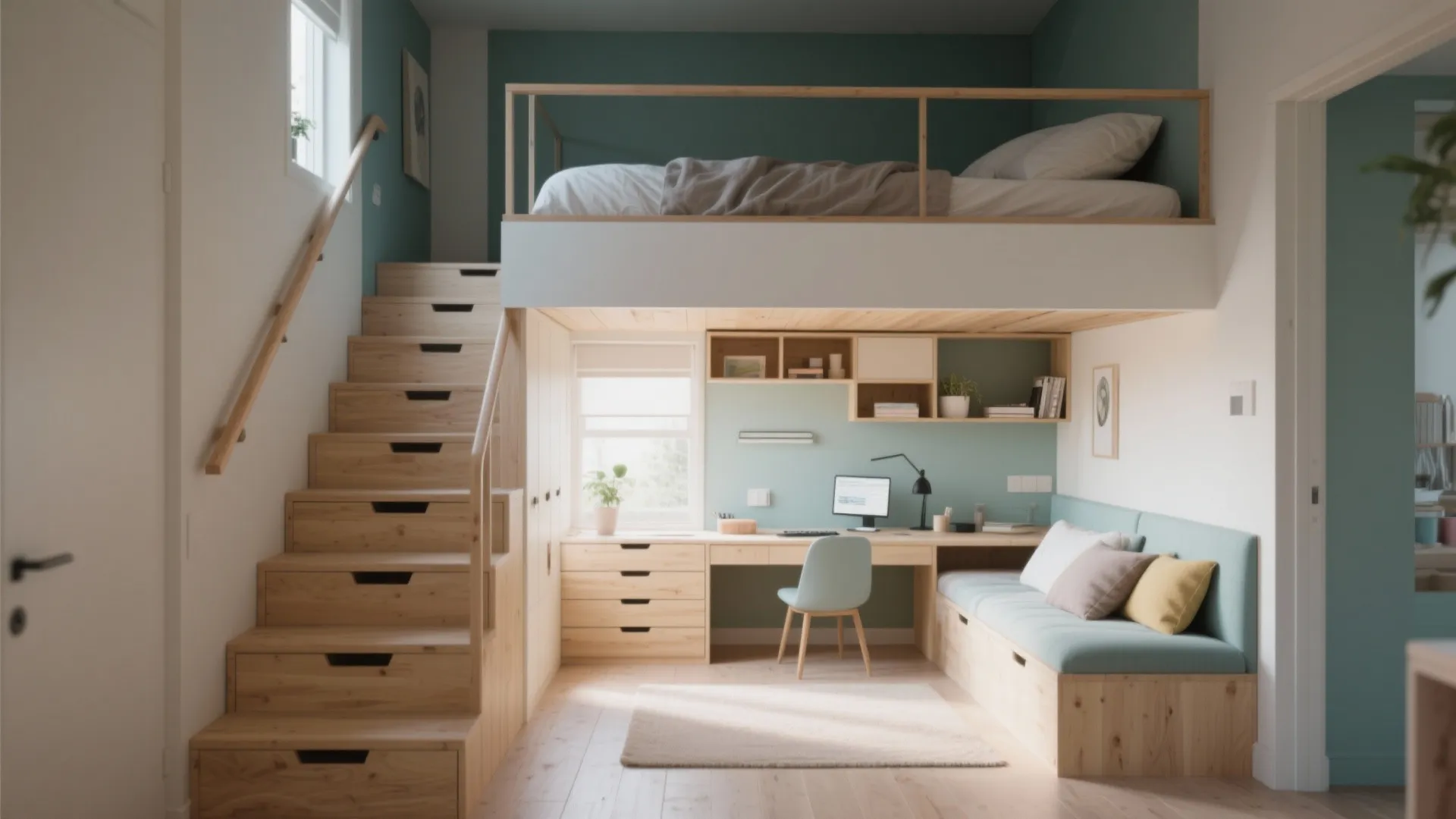 2. Lofted Sleeping Platform