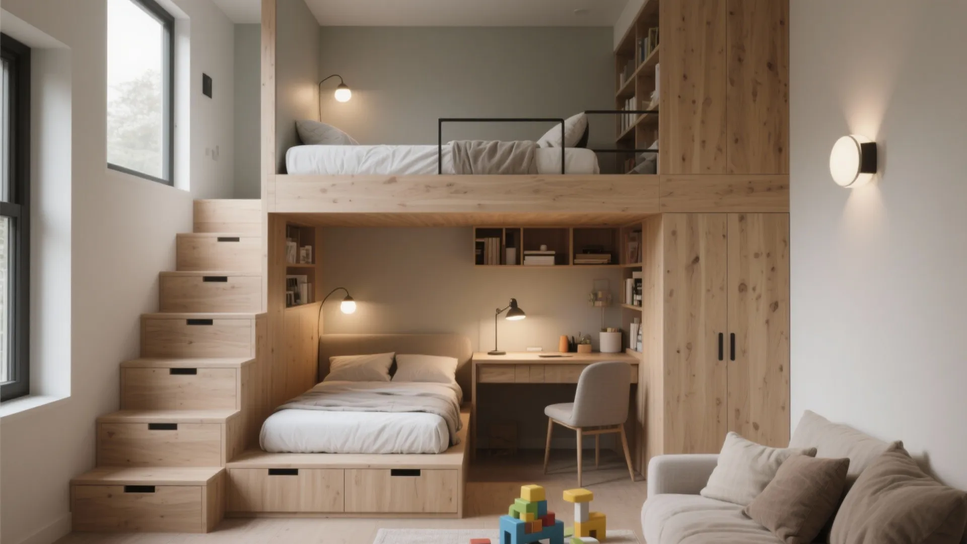 1. Loft + Single: use vertical space wisely