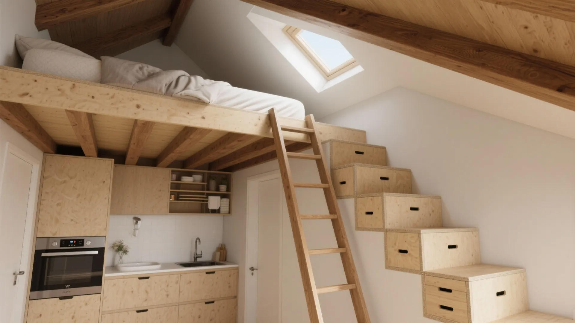 1. Split-Entry Studio + Loft Secondary Bedroom