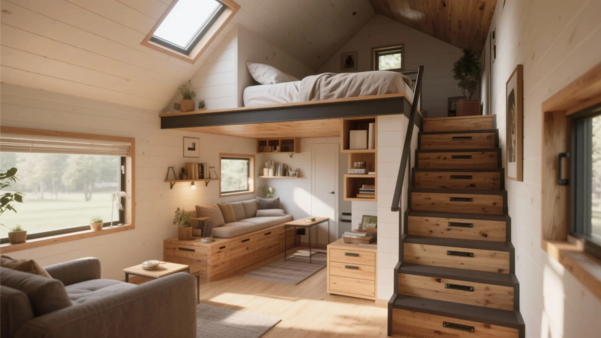 2. Loft living with smart stairs