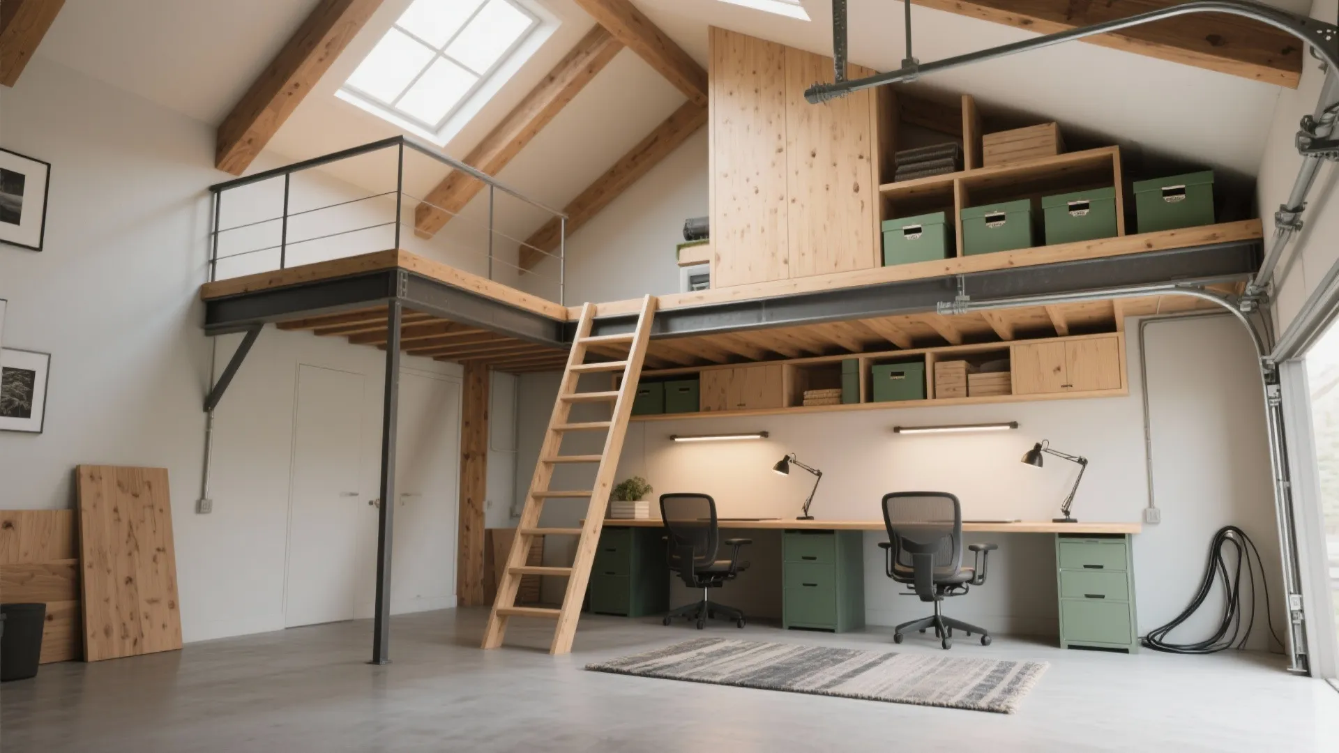 3. Lofted Storage and Elevated Desk