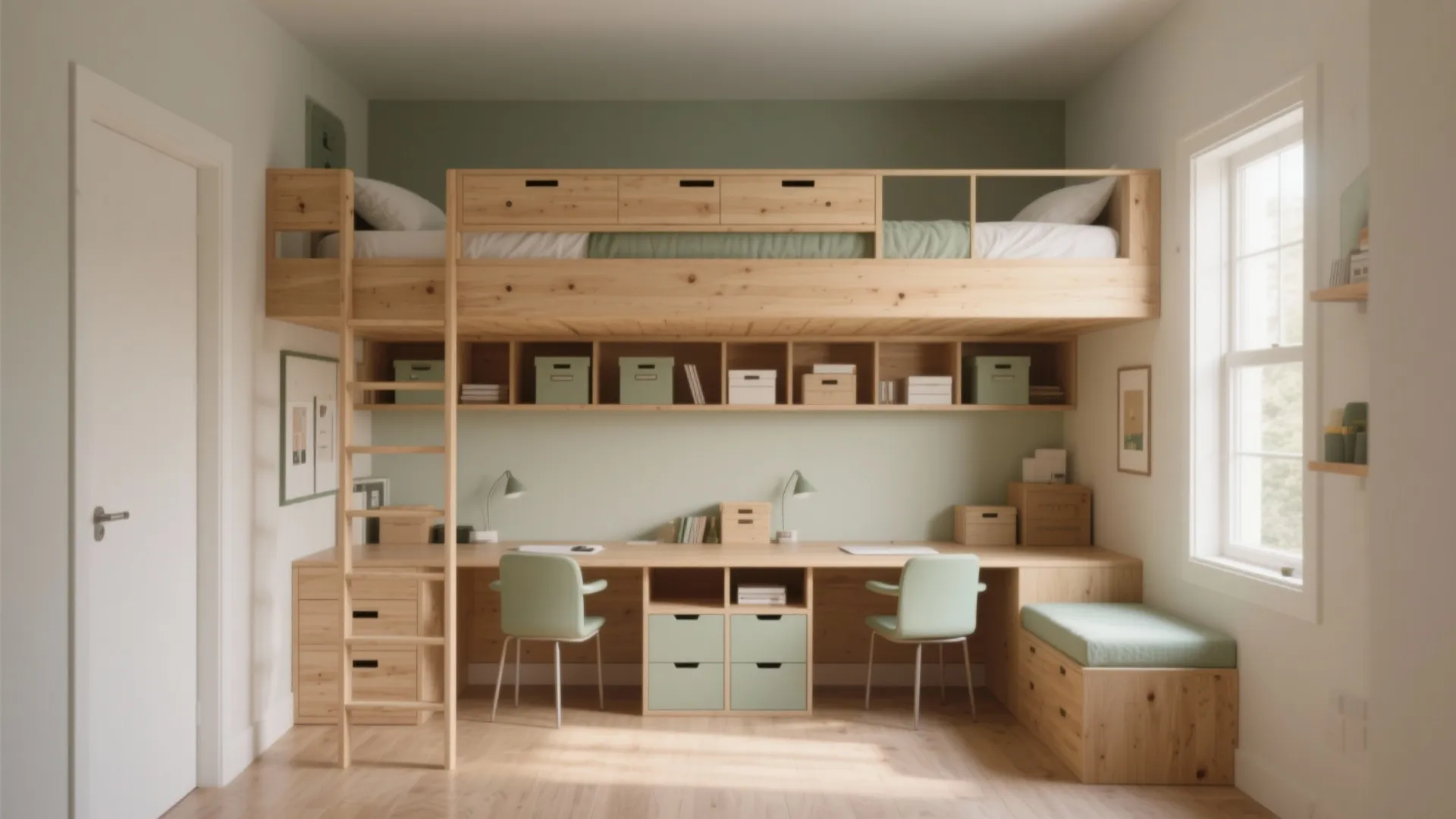 1. Loft or Raised Beds with Integrated Storage