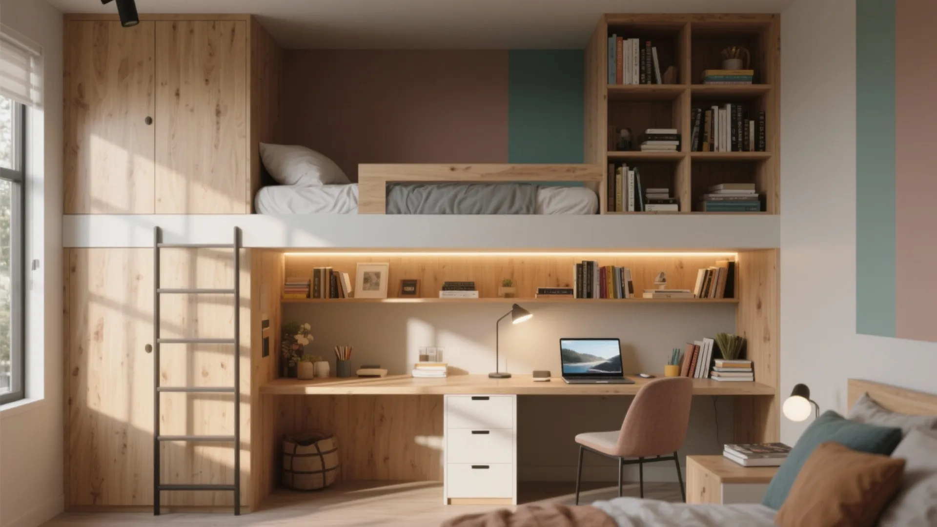 1. Loft-Style Bunk with Study Nook
