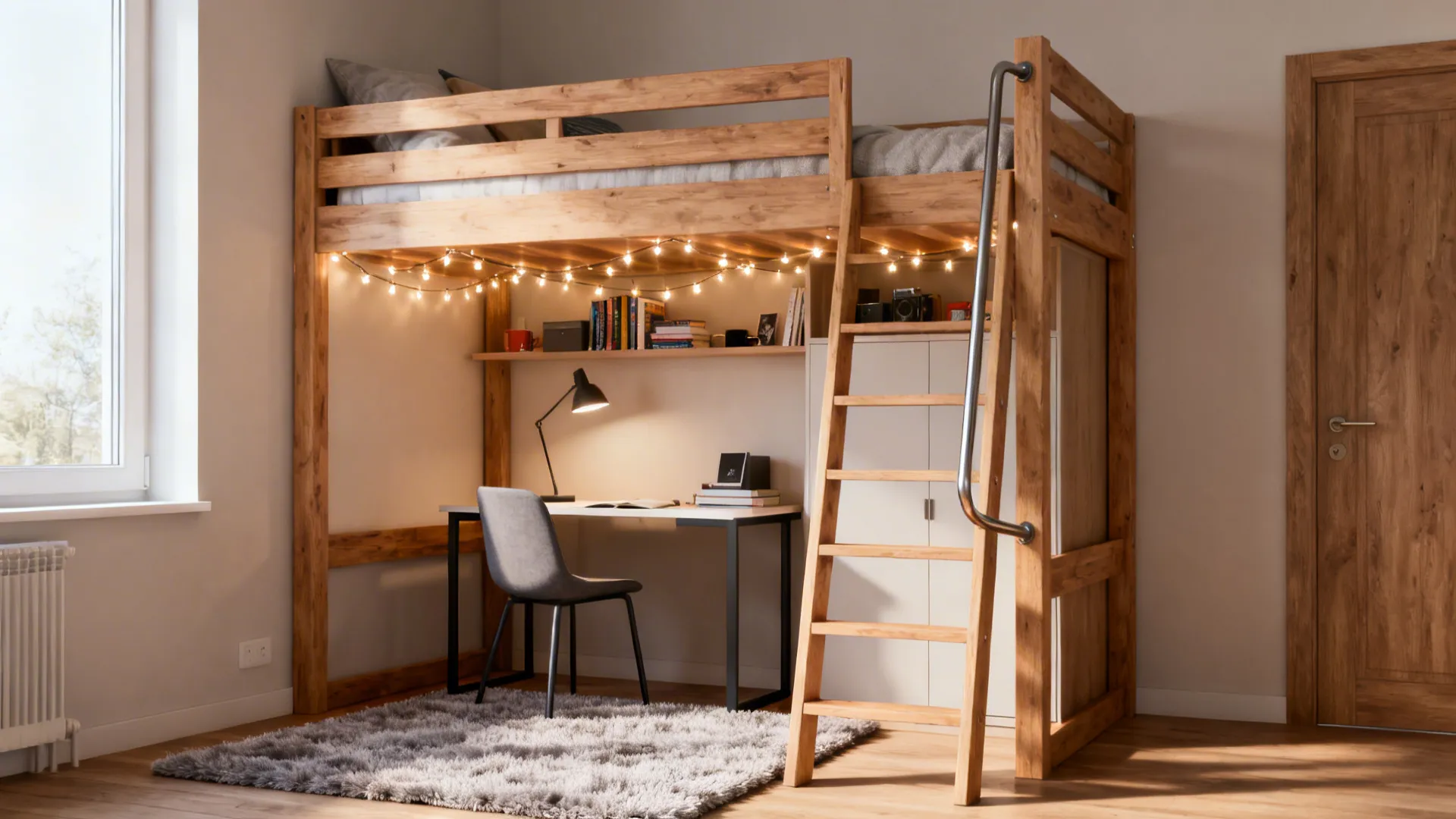 1. Loft bed with cozy study nook