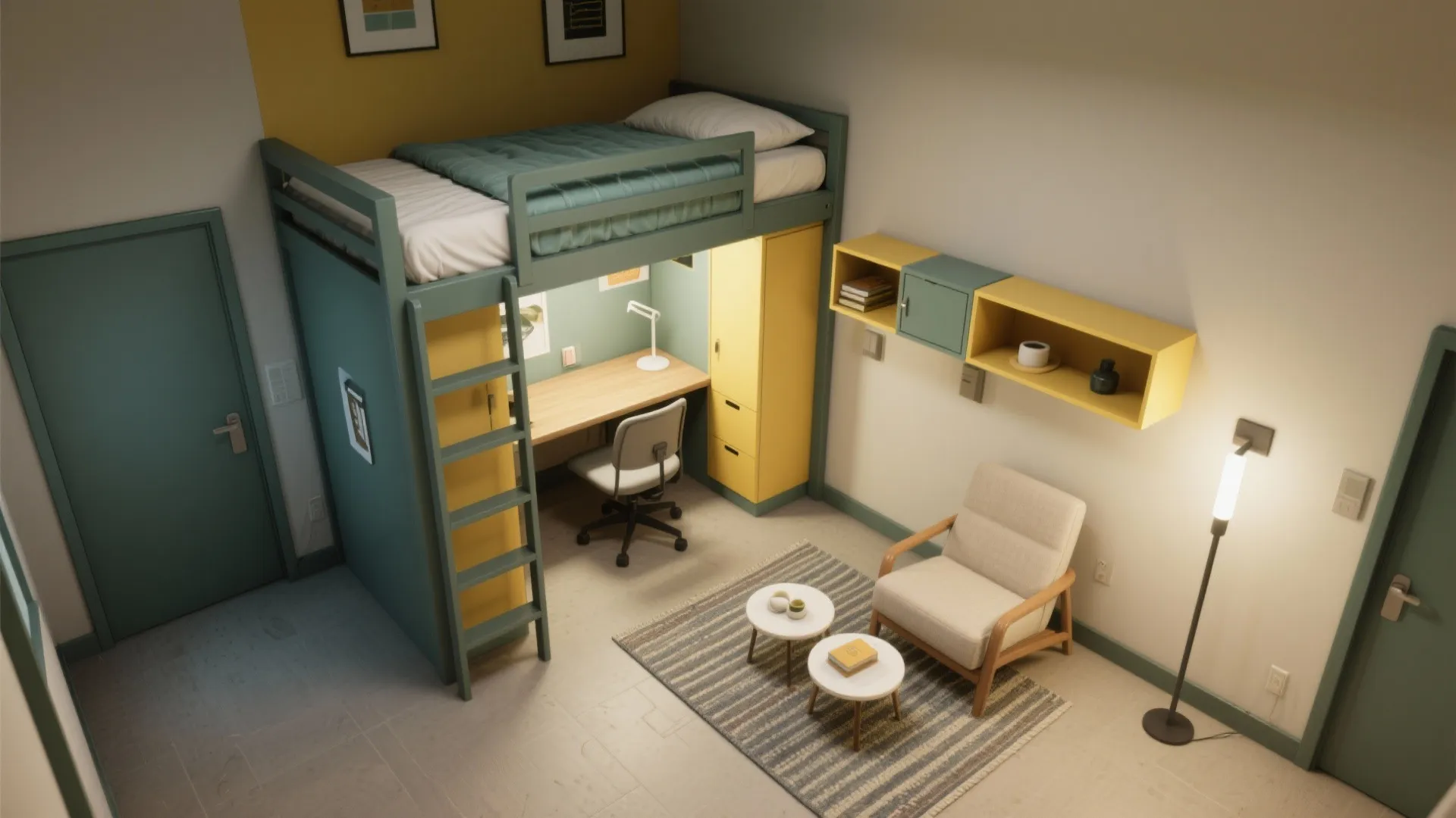 Lofted Bed + Multi-Tasking Furniture