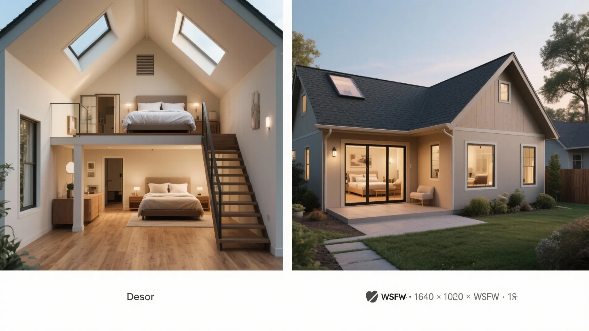 Split-screen comparison: lofted second-story retreat versus single-story bump-out master addition with patio.