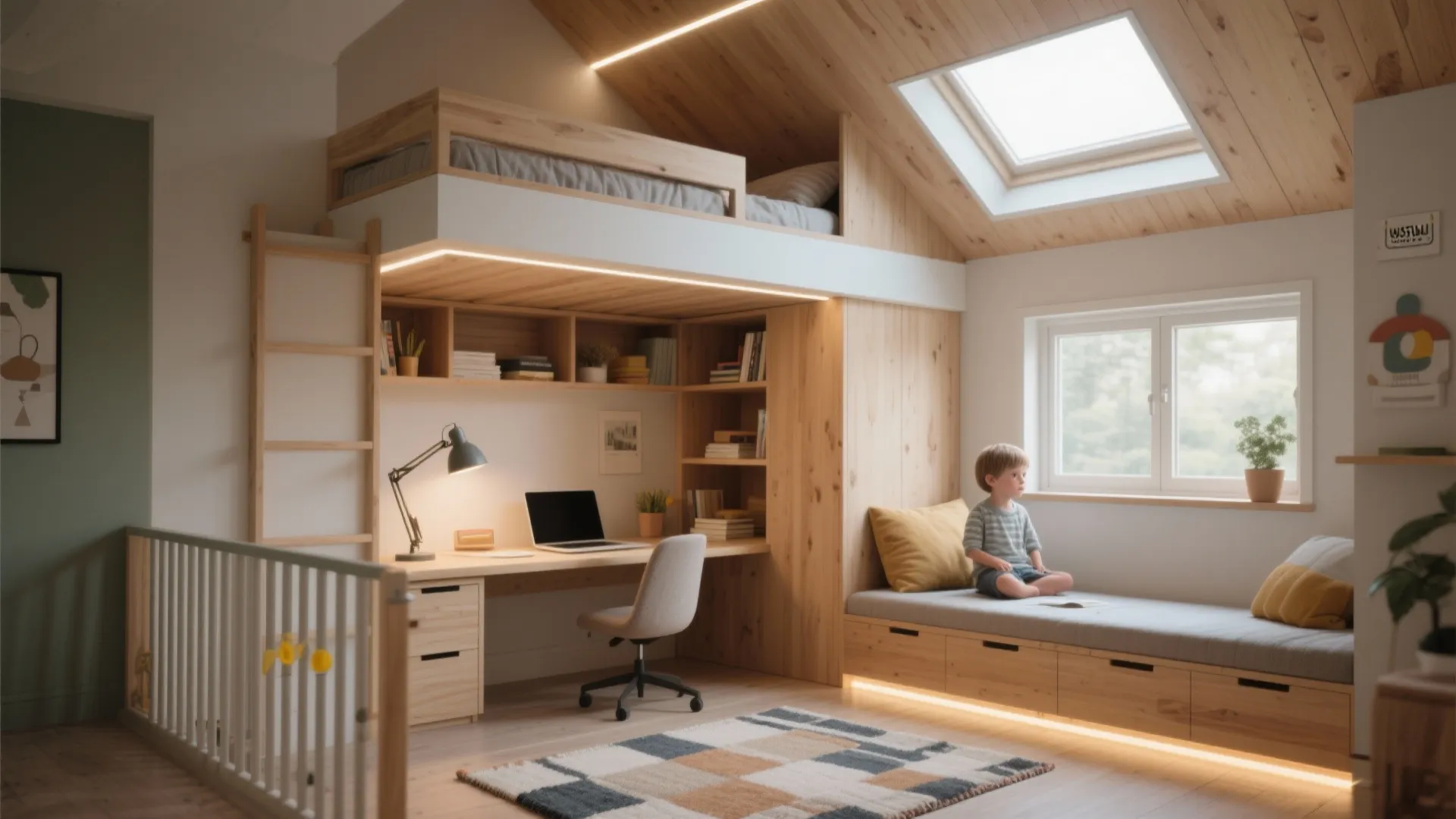 1. Loft bunk with a work nook underneath