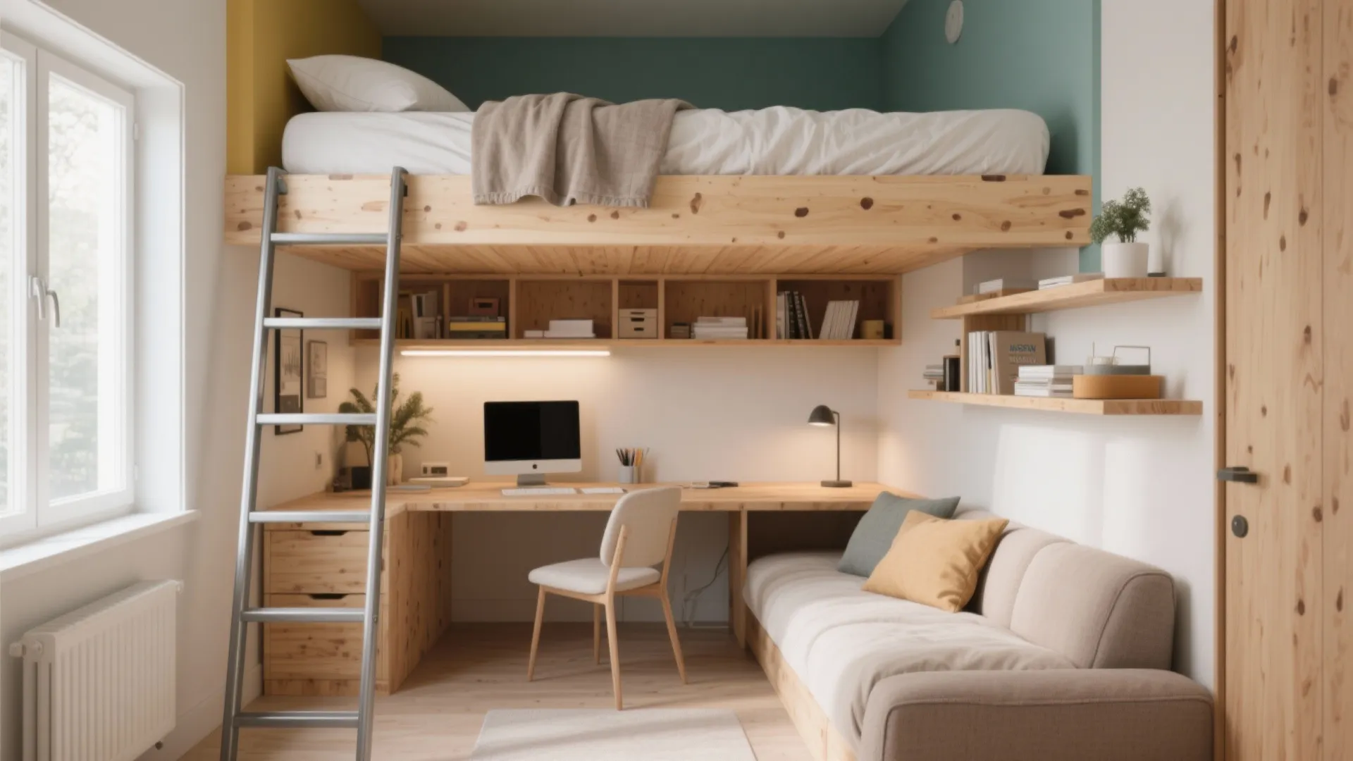 1. Loft bed with work nook