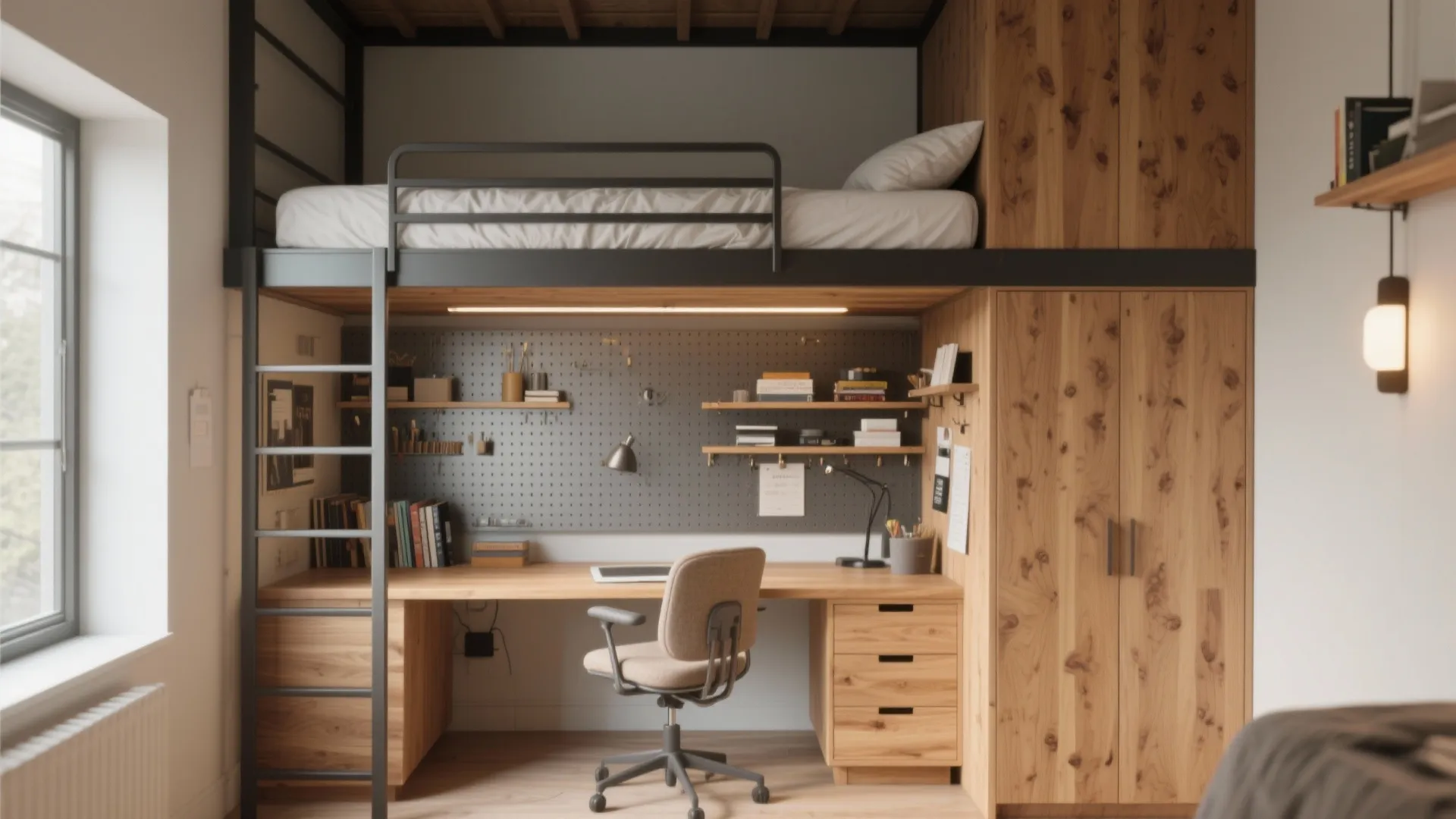 1. Loft-style bunk with workspace underneath