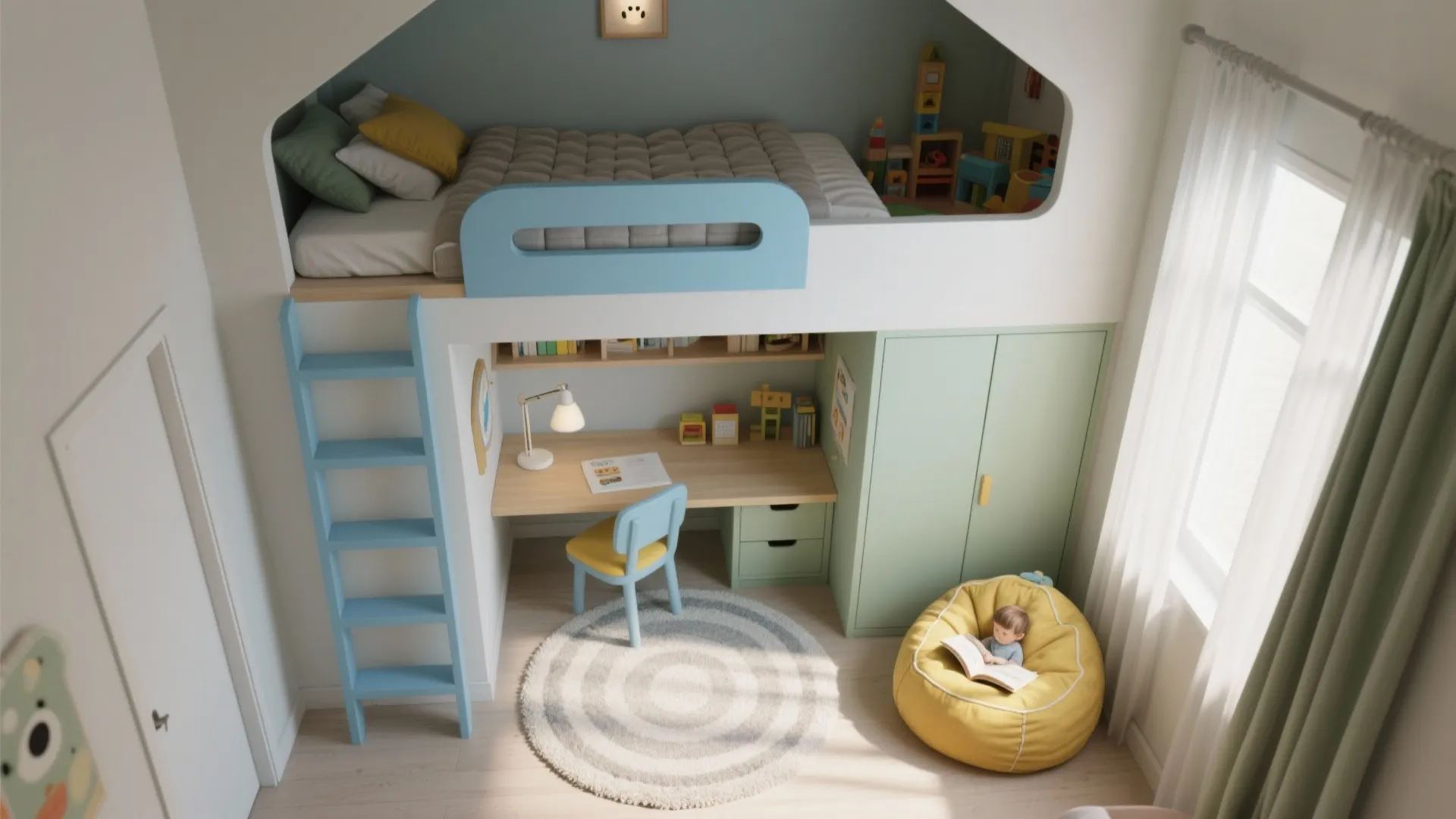 Loft Bed + Study/Play Zone Combo