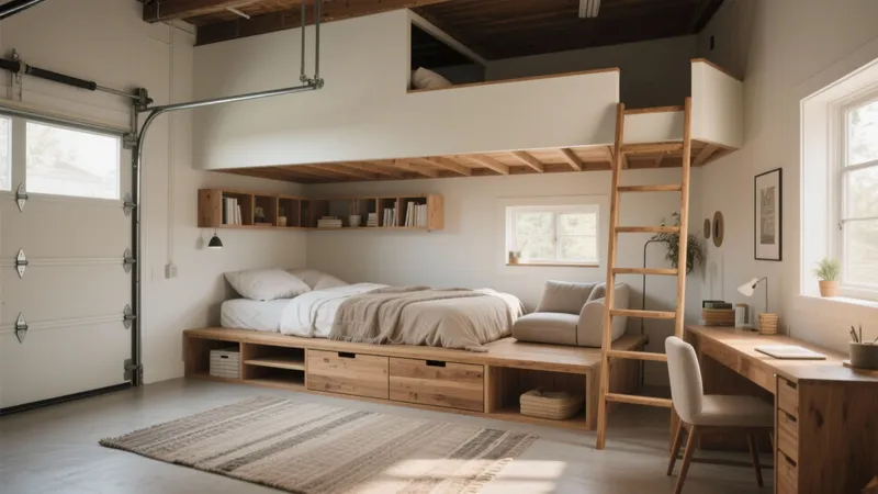 Loft-Style Bedroom with Built-In Storage & Multi-Level Design