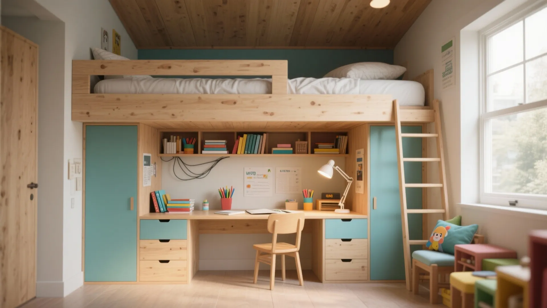 2. Lofted Bunk with Desk or Play Zone Below
