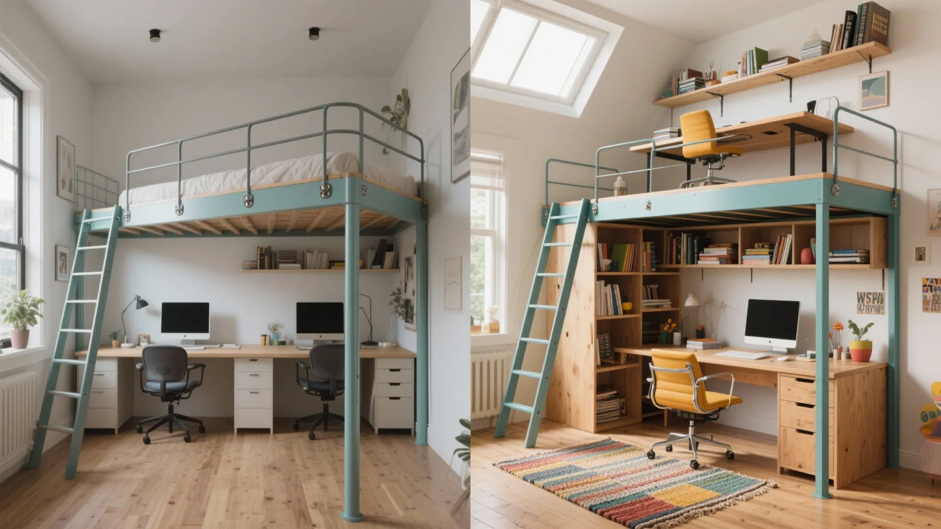 4) Vertical thinking: stacked or lofted desks