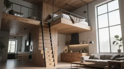 Loft-Style Apartment with Wooden Mezzanine & Open Plan Living