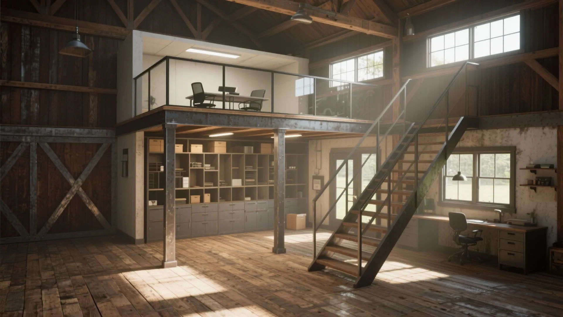 3. Lofted Office and Storage