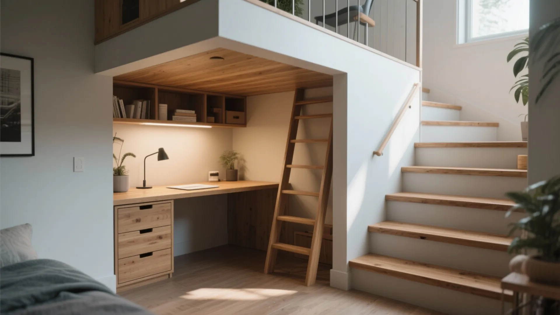4. Lofted mini-pod with step drawers