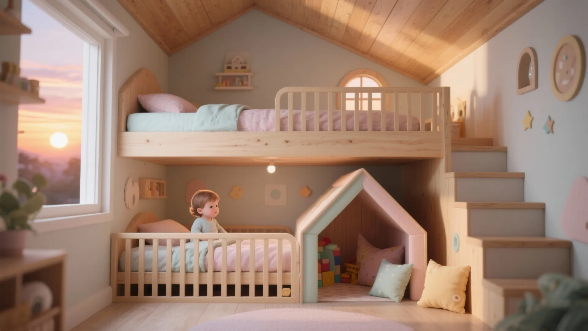 2. Lofted play-bed combo