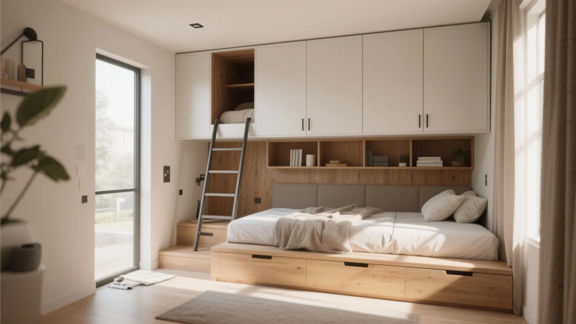 2. Lofted Storage + Low Profile Bed