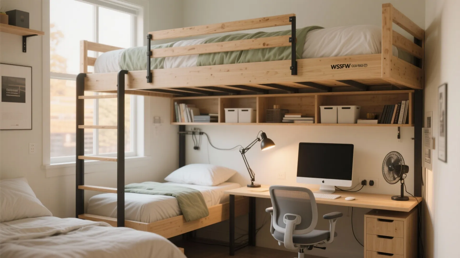 Lofted Bed with a Study Nook Underneath