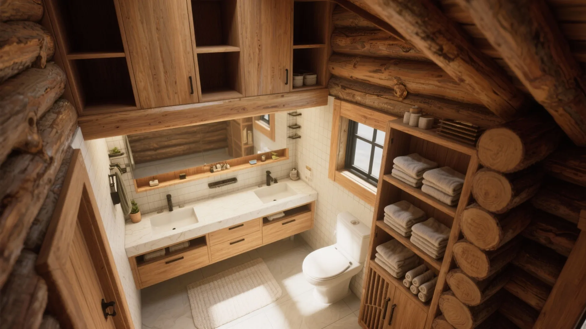 3. Vertical storage and lofted vanity