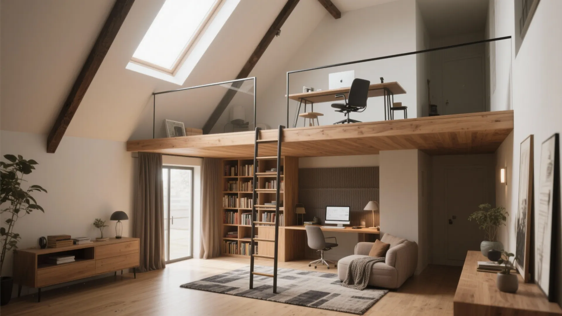 3. Lofted workstation when vertical space is your friend