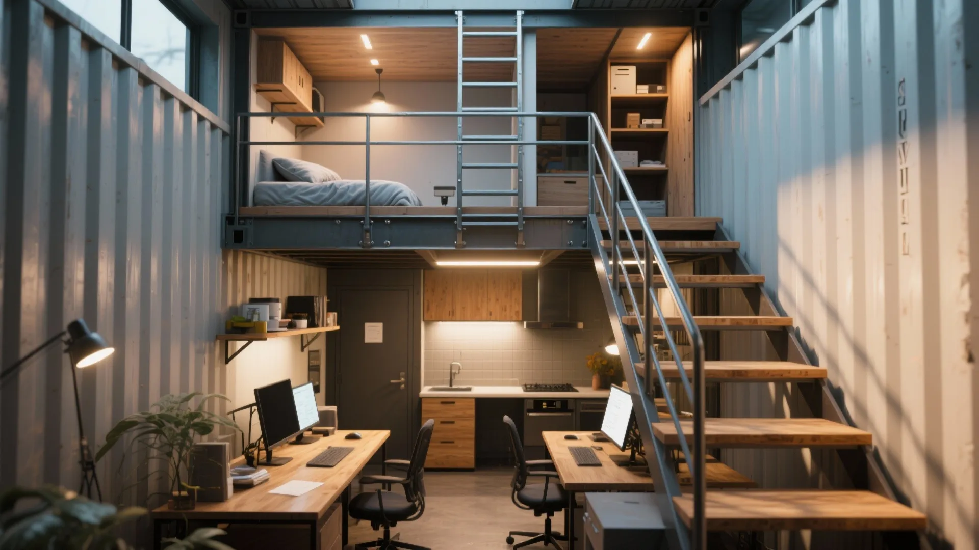 Lofted workstation (think vertical efficiency)