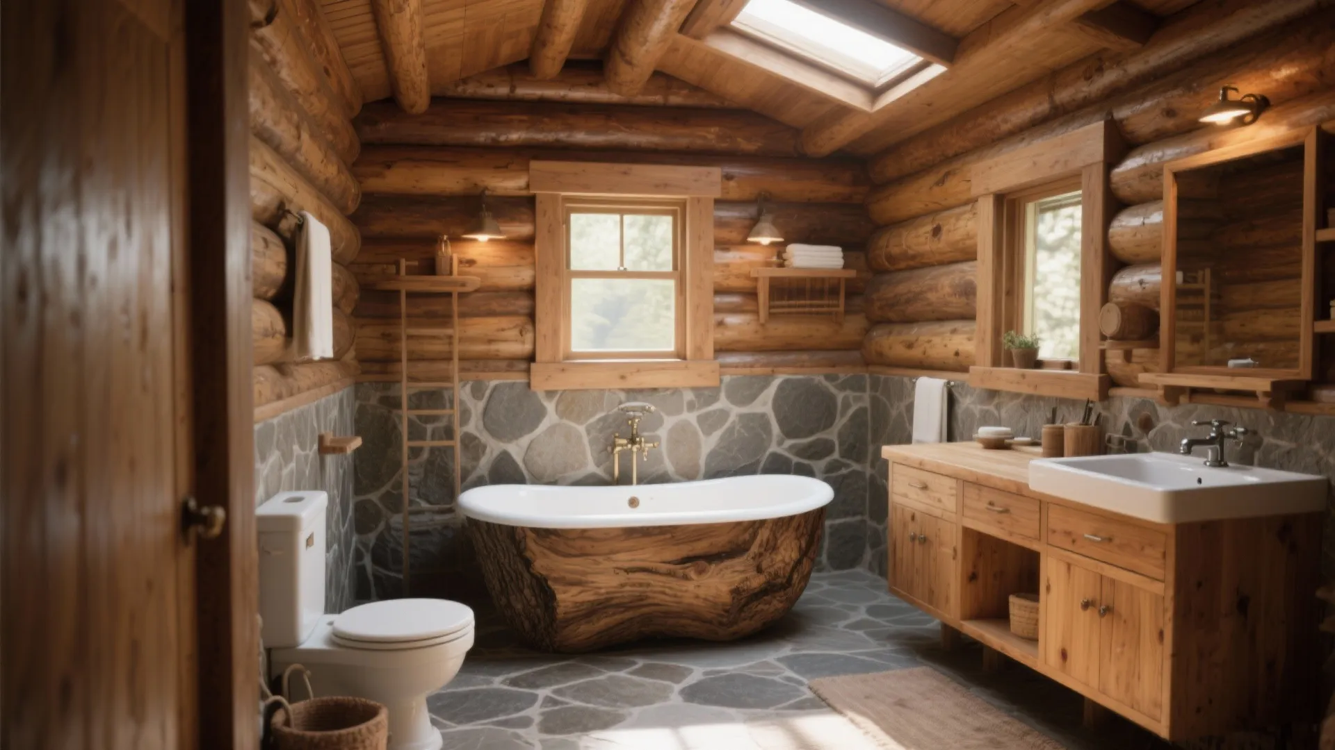 Log House Bathroom Ideas: 5 Rustic Solutions: Practical, cozy and space-smart ideas for log house bathrooms based on real projects