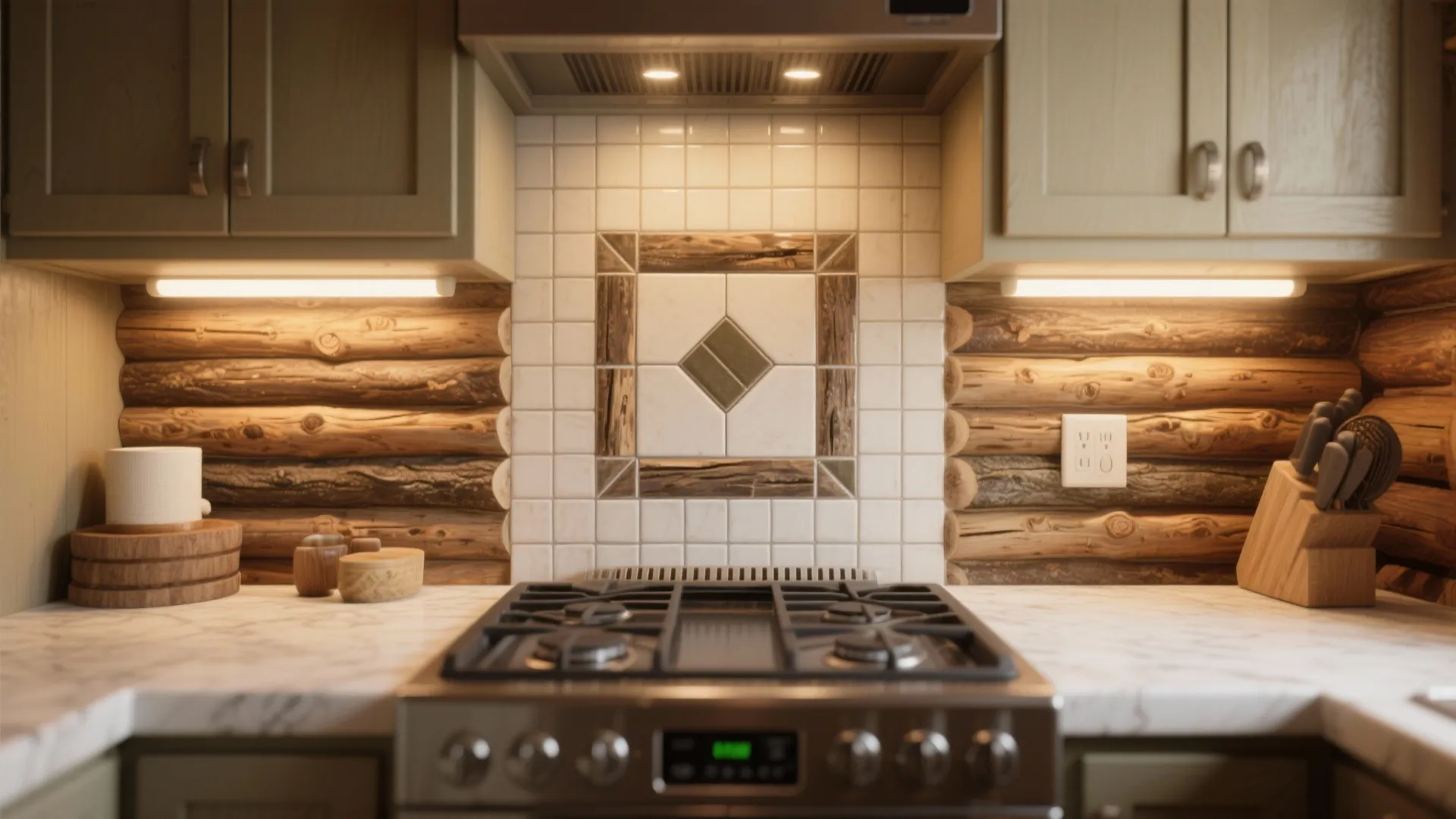 “Log Cabin” Blocks for a Linear Backsplash