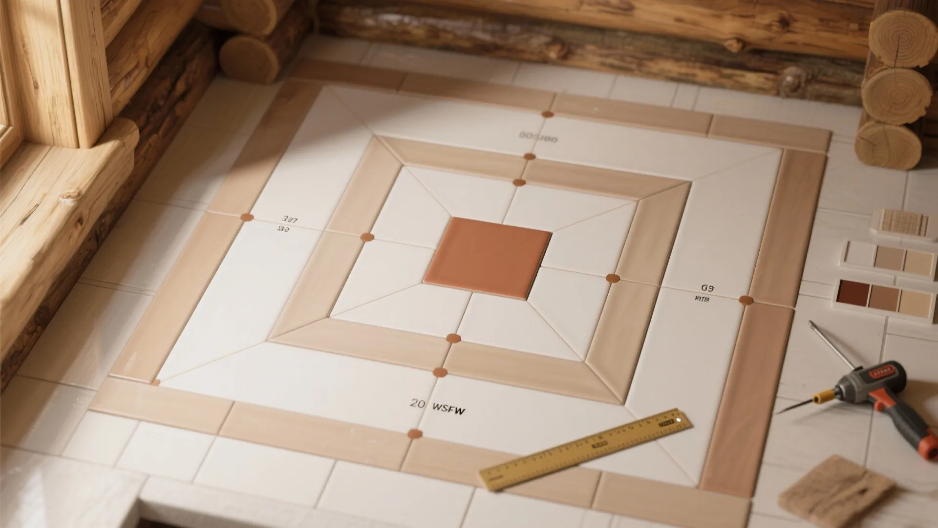 “Log Cabin” Blocks for a Linear Backsplash