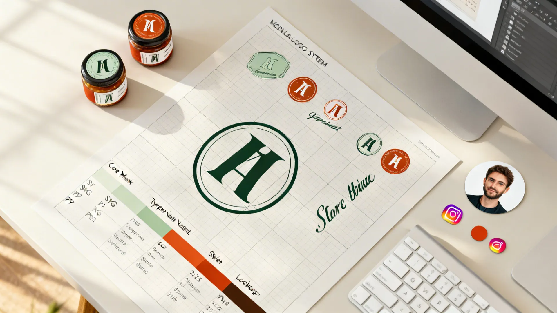 Top-down toolkit showing core mark, badge, wordmark, and export formats.