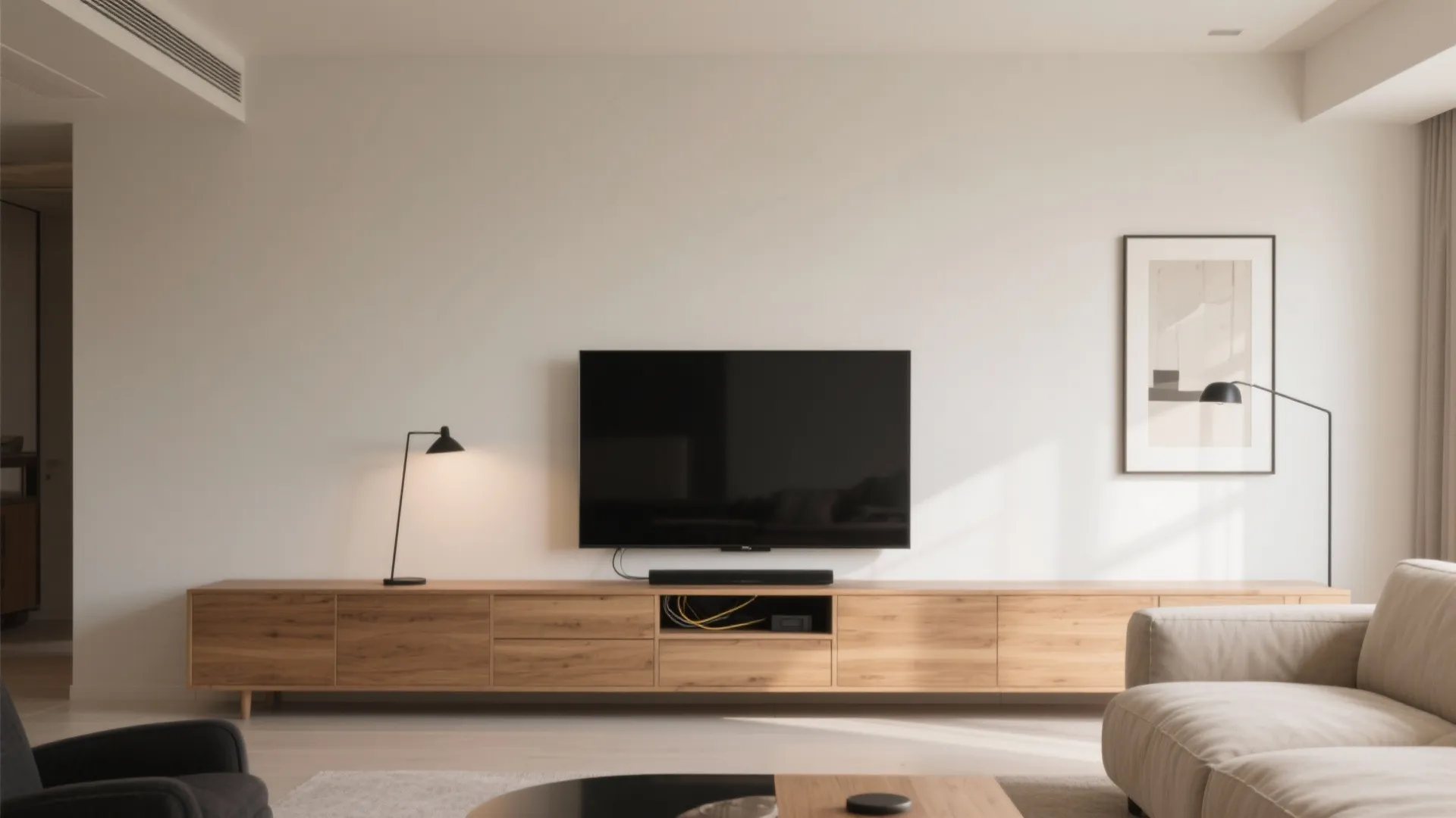 Low, Long TV Console to Stretch the Room