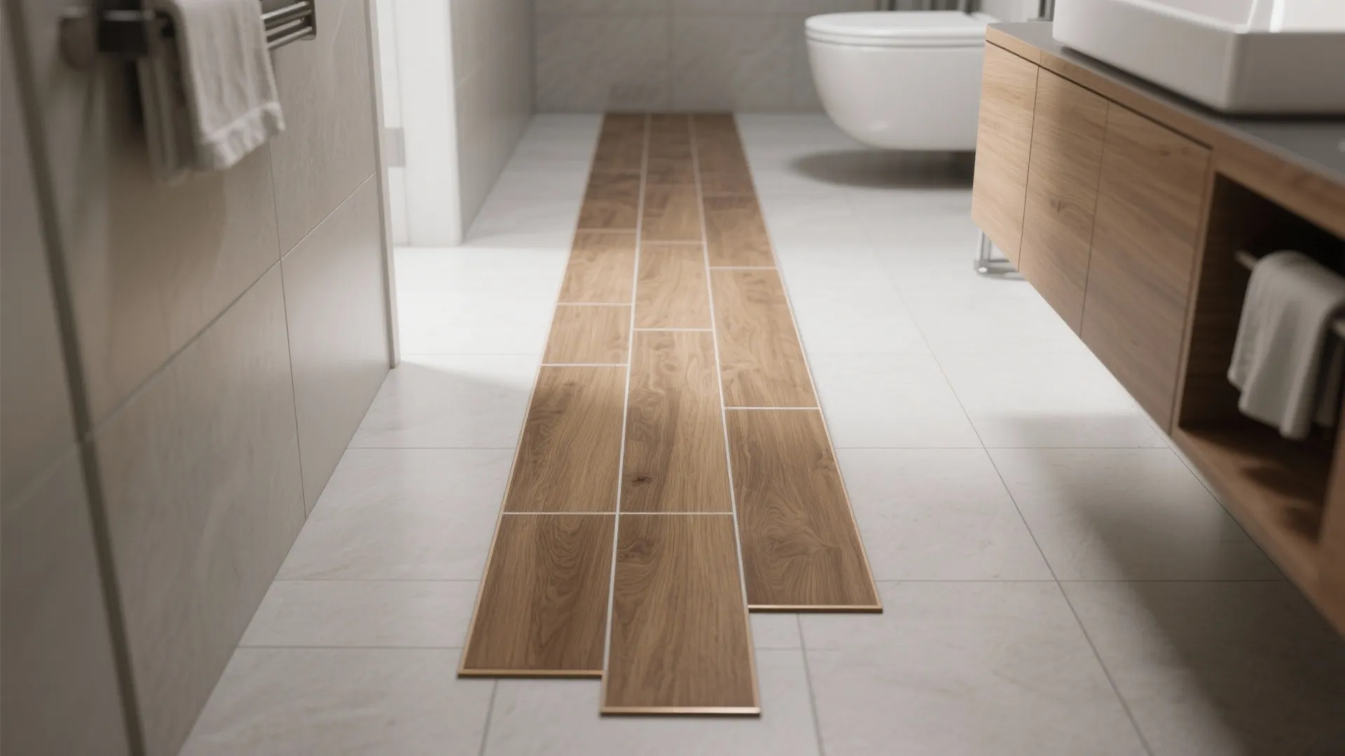 4. Choose a continuous floor and long-format tiles
